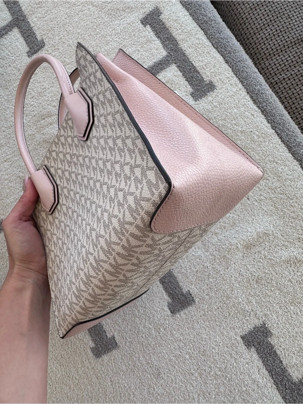 Michael Kors Pink Trim Signature Logo Satchel